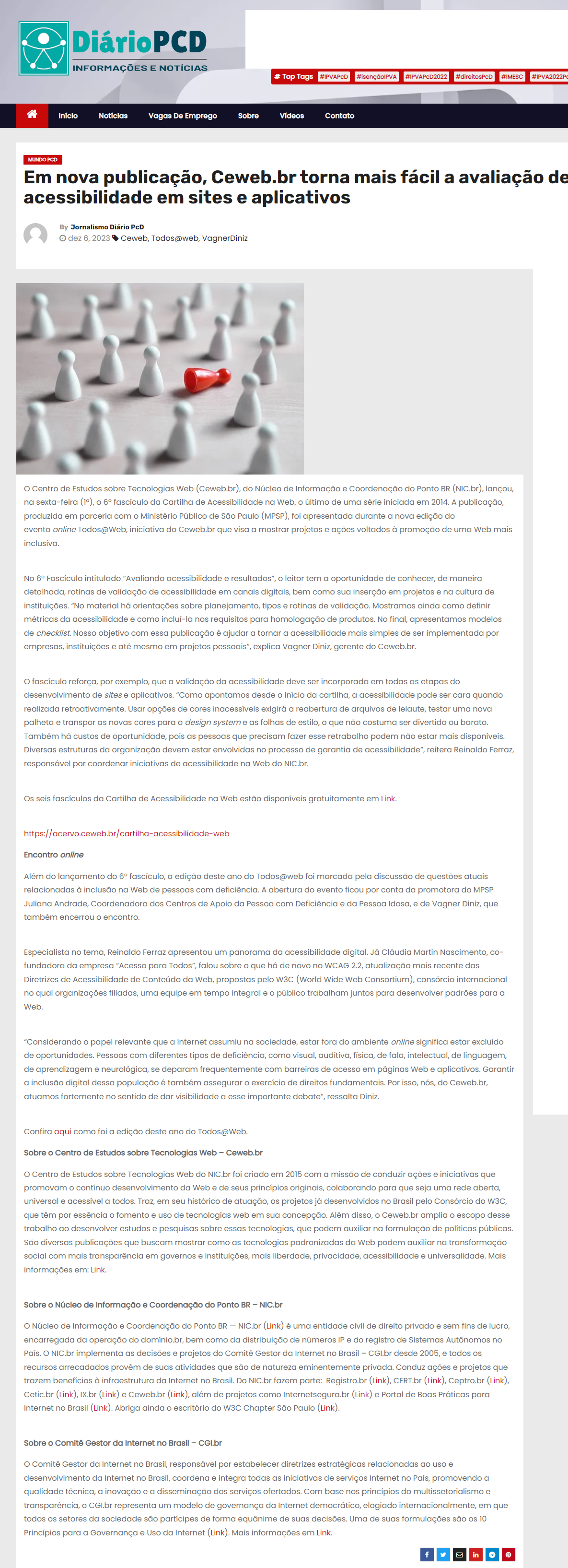 Em nova publicação, Ceweb.br torna mais fácil a avaliação de acessibilidade em <i>sites</i> e aplicativos