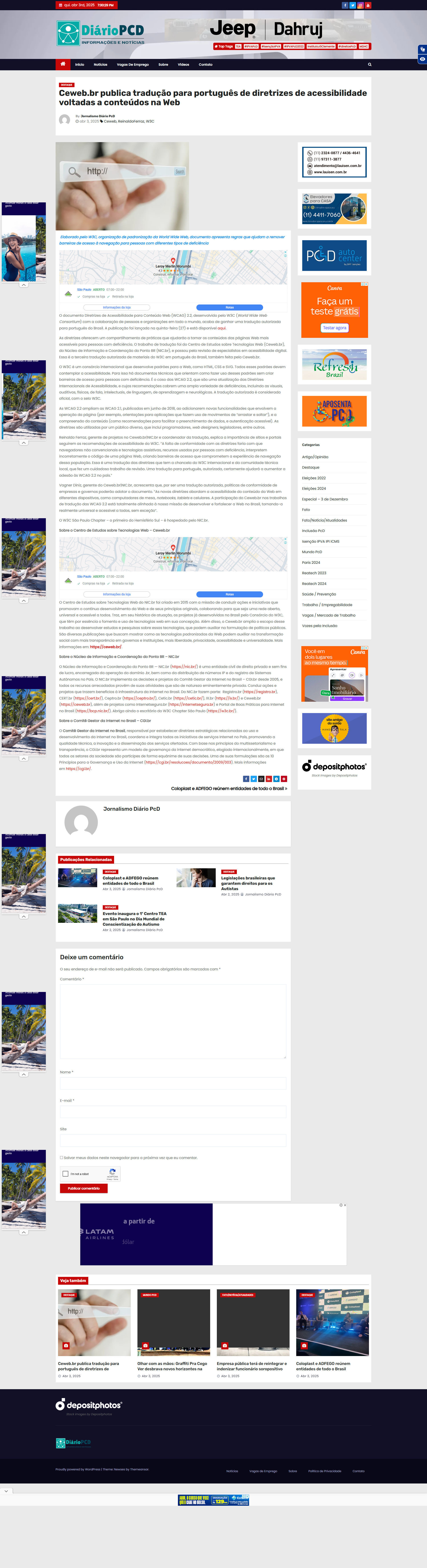 Ceweb.br publica tradução para português de diretrizes de acessibilidade voltadas a conteúdos na Web