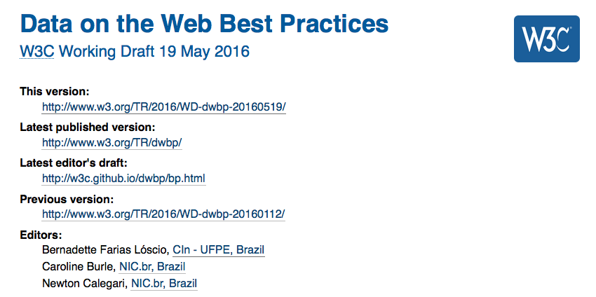 Chamada para comentários no documento de boas práticas do W3C