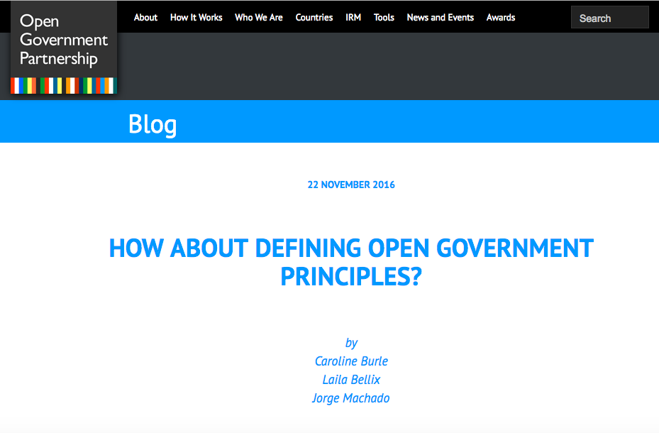 How about defining Open Government principles?